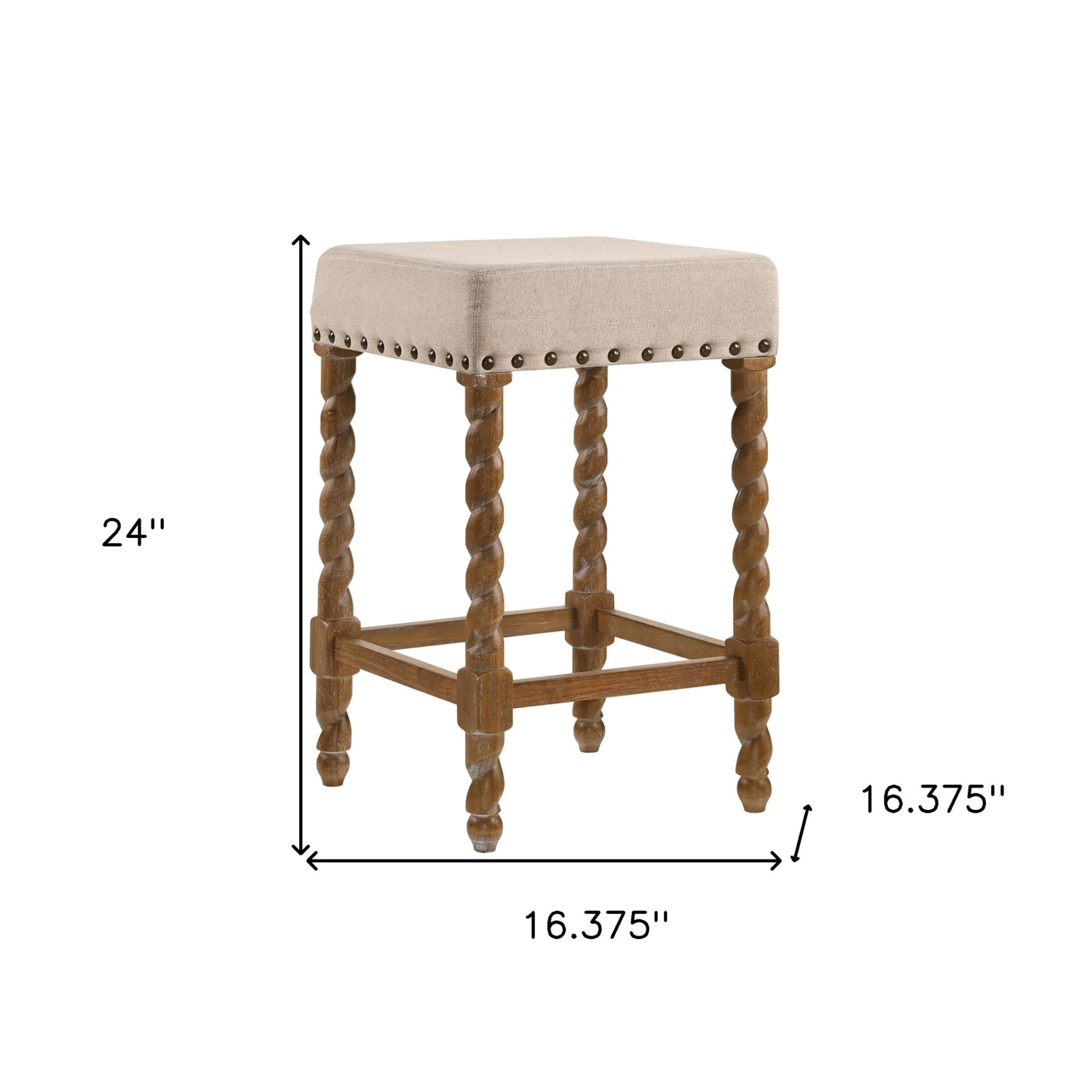 24 Inch Cream and Natural Backless Counter Height Bar Stool 5 24 Inch Cream and Natural Backless Counter Height Bar Stool - Image 5