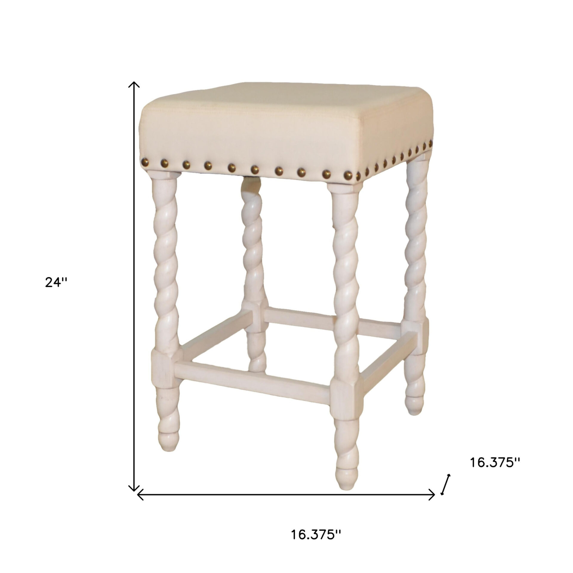 24 Inch Cream and White Backless Counter Height Bar Stool 5 24 Inch Cream and White Backless Counter Height Bar Stool - Image 5