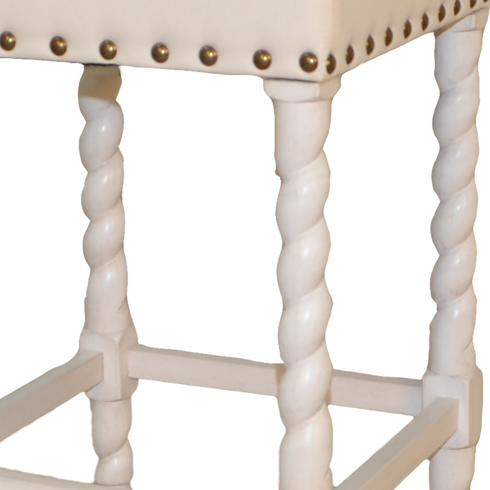 24 Inch Cream and White Backless Counter Height Bar Stool 3 24 Inch Cream and White Backless Counter Height Bar Stool - Image 3