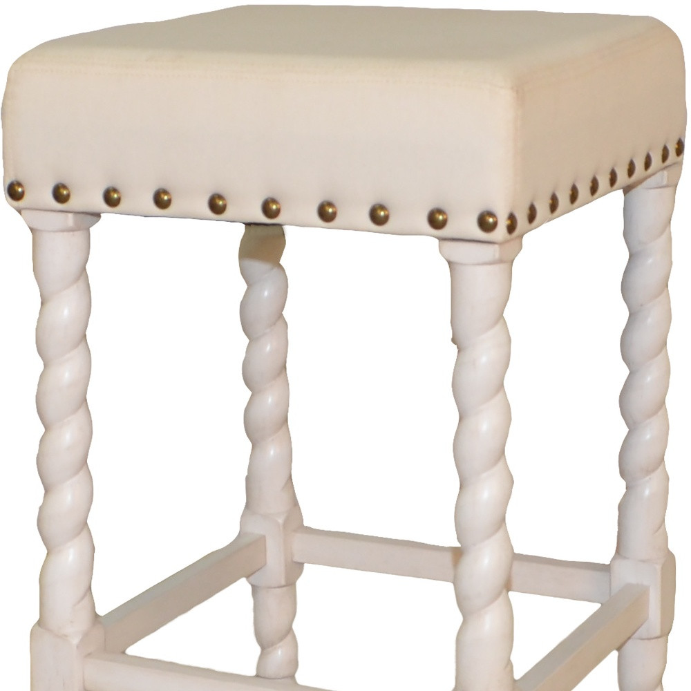 24 Inch Cream and White Backless Counter Height Bar Stool 4 24 Inch Cream and White Backless Counter Height Bar Stool - Image 4
