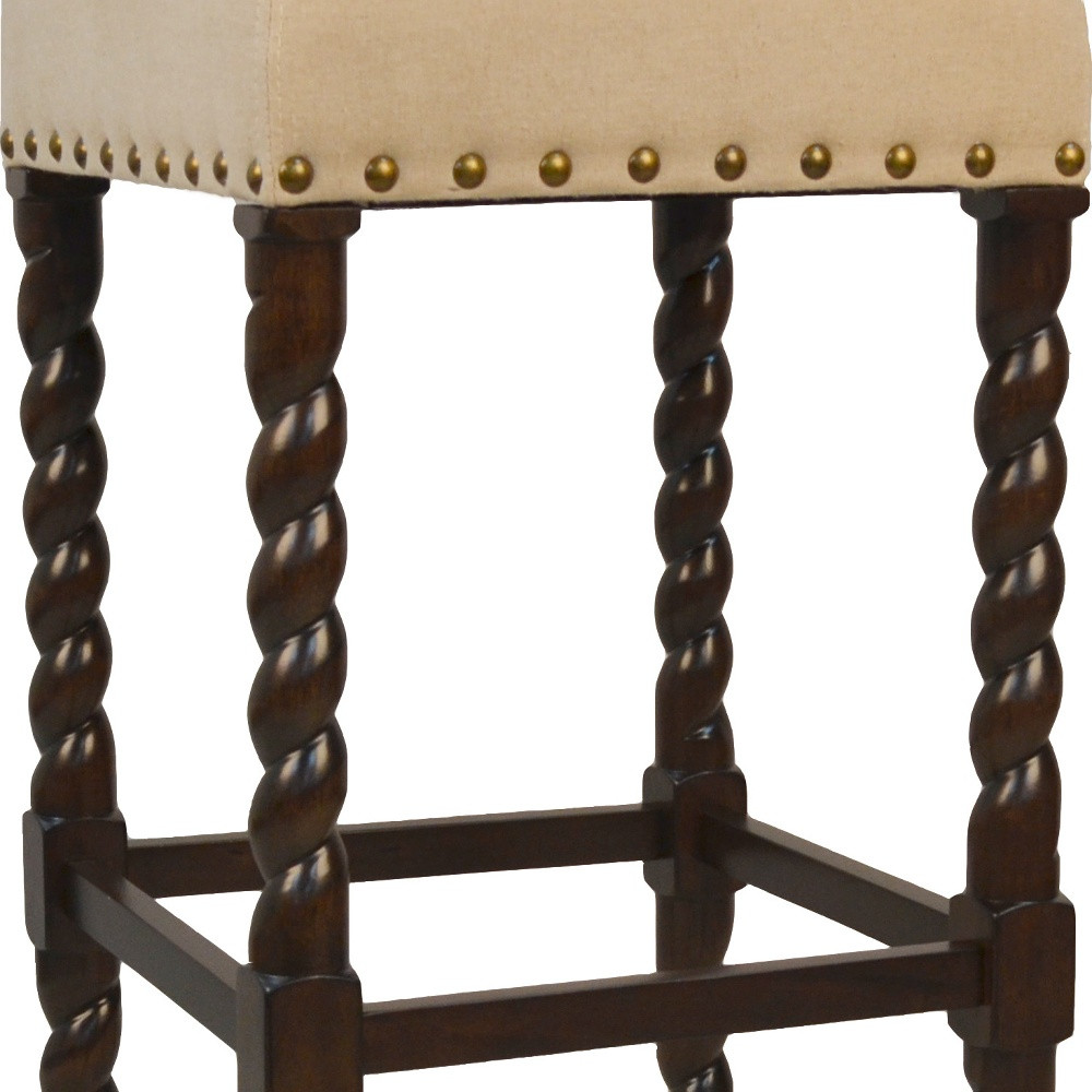 30 Inch Cream and Espresso Backless Bar Stool With Footrest 4 30 Inch Cream and Espresso Backless Bar Stool With Footrest - Image 4