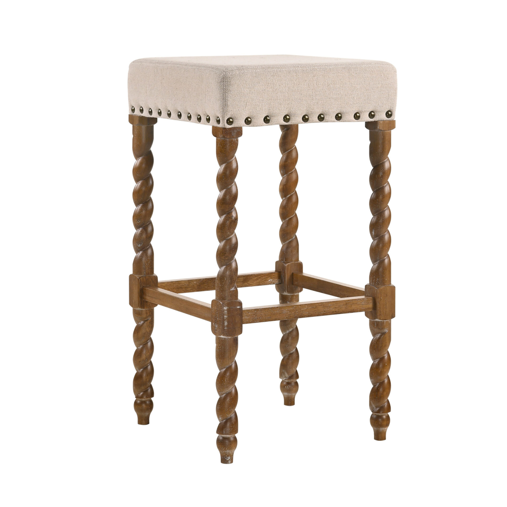 30 Inch Cream and Natural Wood Backless Bar Stool 1 30 Inch Cream and Natural Wood Backless Bar Stool
