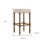 30 Inch Cream and Natural Wood Backless Bar Stool 10 30 Inch Cream and Natural Wood Backless Bar Stool