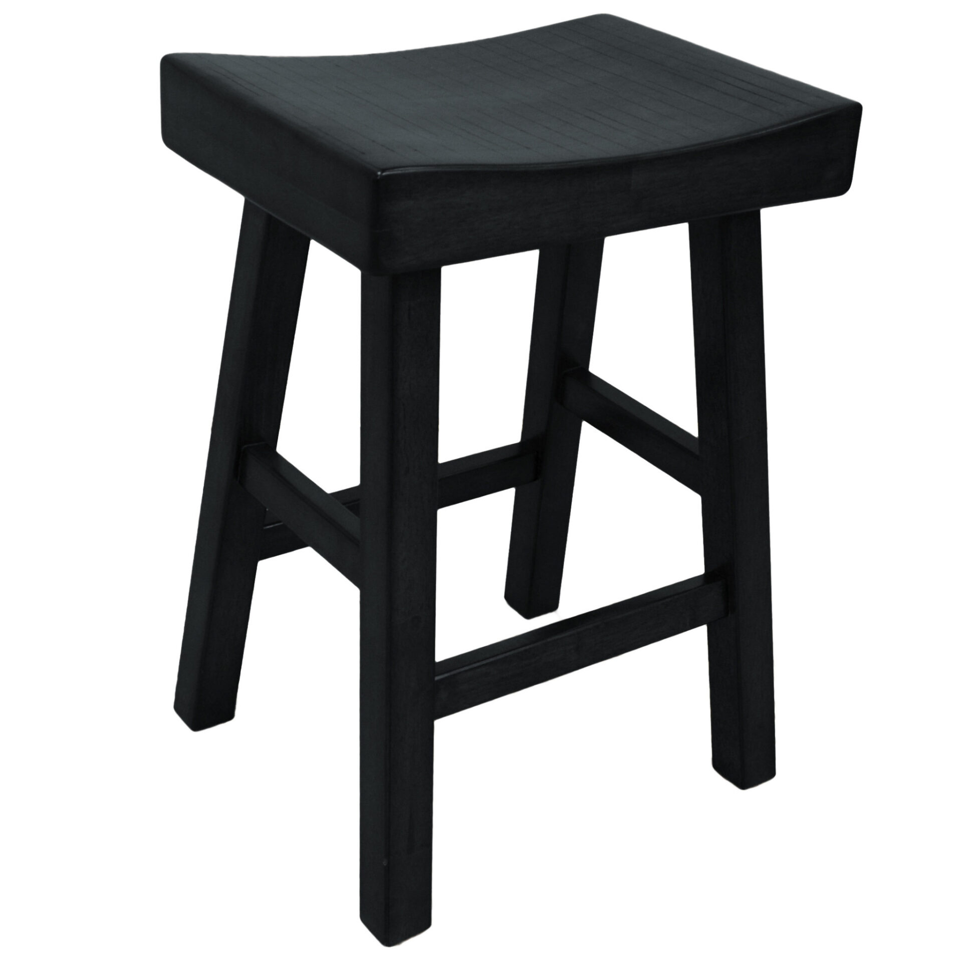 25-Inch Solid Wood Backless Counter Height Bar Stool, Black 2 25-Inch Solid Wood Backless Counter Height Bar Stool, Black - Image 2
