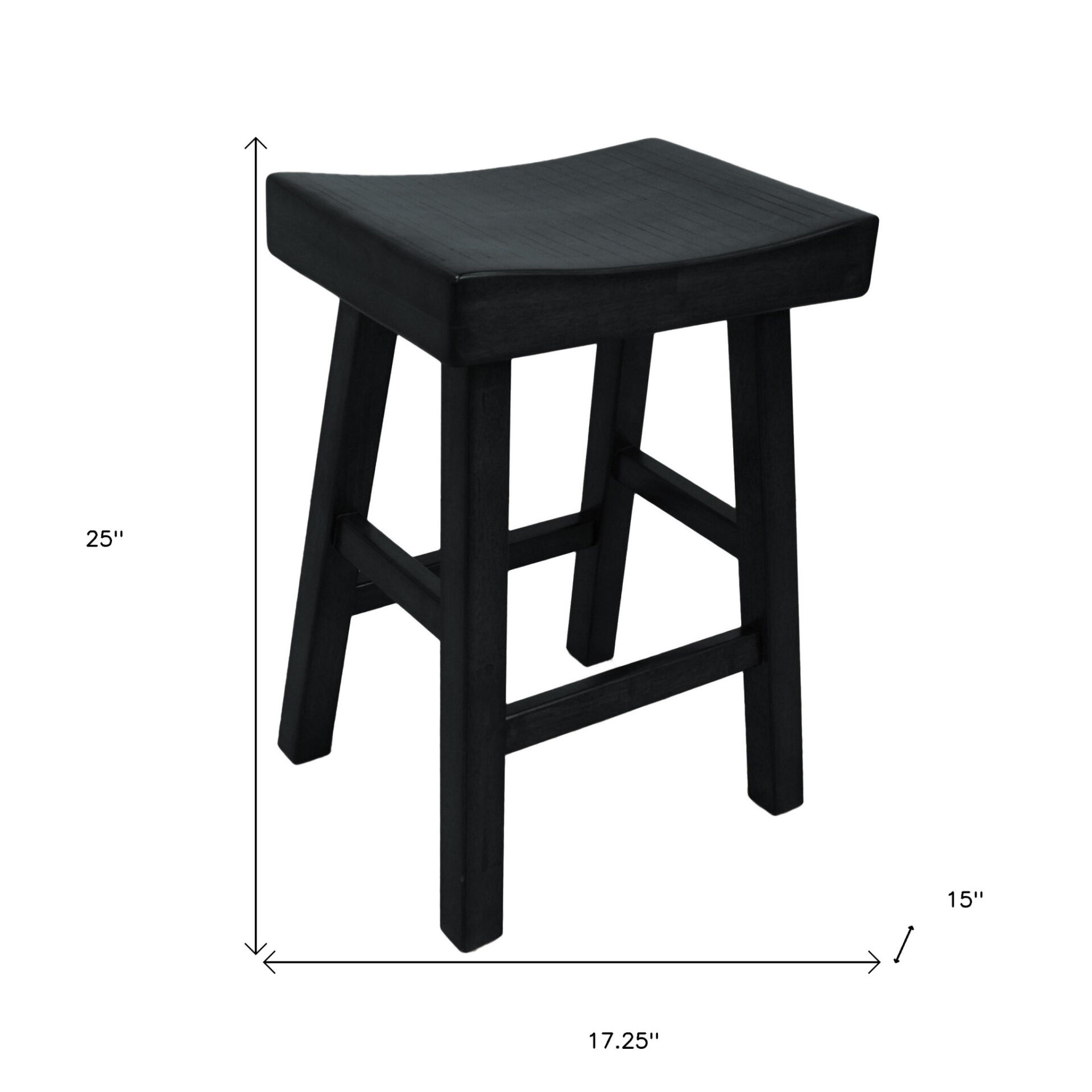 25-Inch Solid Wood Backless Counter Height Bar Stool, Black 5 25-Inch Solid Wood Backless Counter Height Bar Stool, Black - Image 5