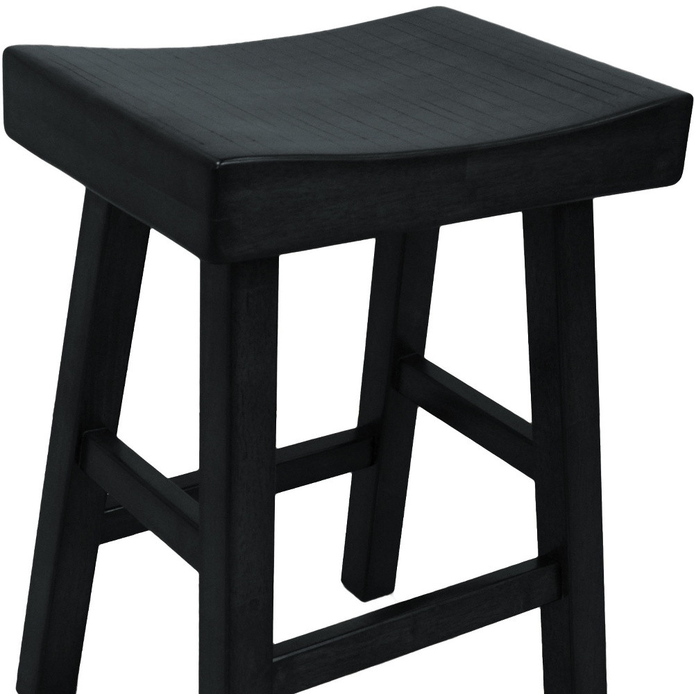 25-Inch Solid Wood Backless Counter Height Bar Stool, Black 4 25-Inch Solid Wood Backless Counter Height Bar Stool, Black - Image 4