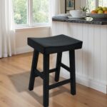25-Inch Solid Wood Backless Counter Height Bar Stool, Black 6 25-Inch Solid Wood Backless Counter Height Bar Stool, Black