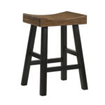 25-Inch Brown and Black Solid Wood Backless Bar Stool