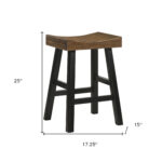 25-Inch Brown and Black Solid Wood Backless Bar Stool