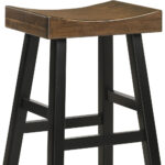 25-Inch Brown and Black Solid Wood Backless Bar Stool