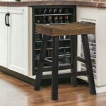 25-Inch Brown and Black Solid Wood Backless Bar Stool