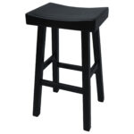 30-Inch Solid Wood Backless Modern Bar Stool Black