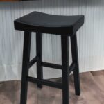 30-Inch Solid Wood Backless Modern Bar Stool Black
