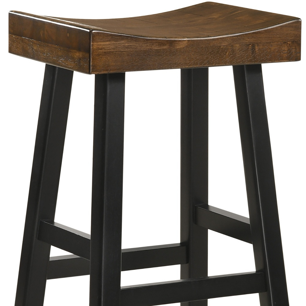 30 Inch Brown and Black Backless Bar Stool with Footrest 4 30 Inch Brown and Black Backless Bar Stool with Footrest - Image 4