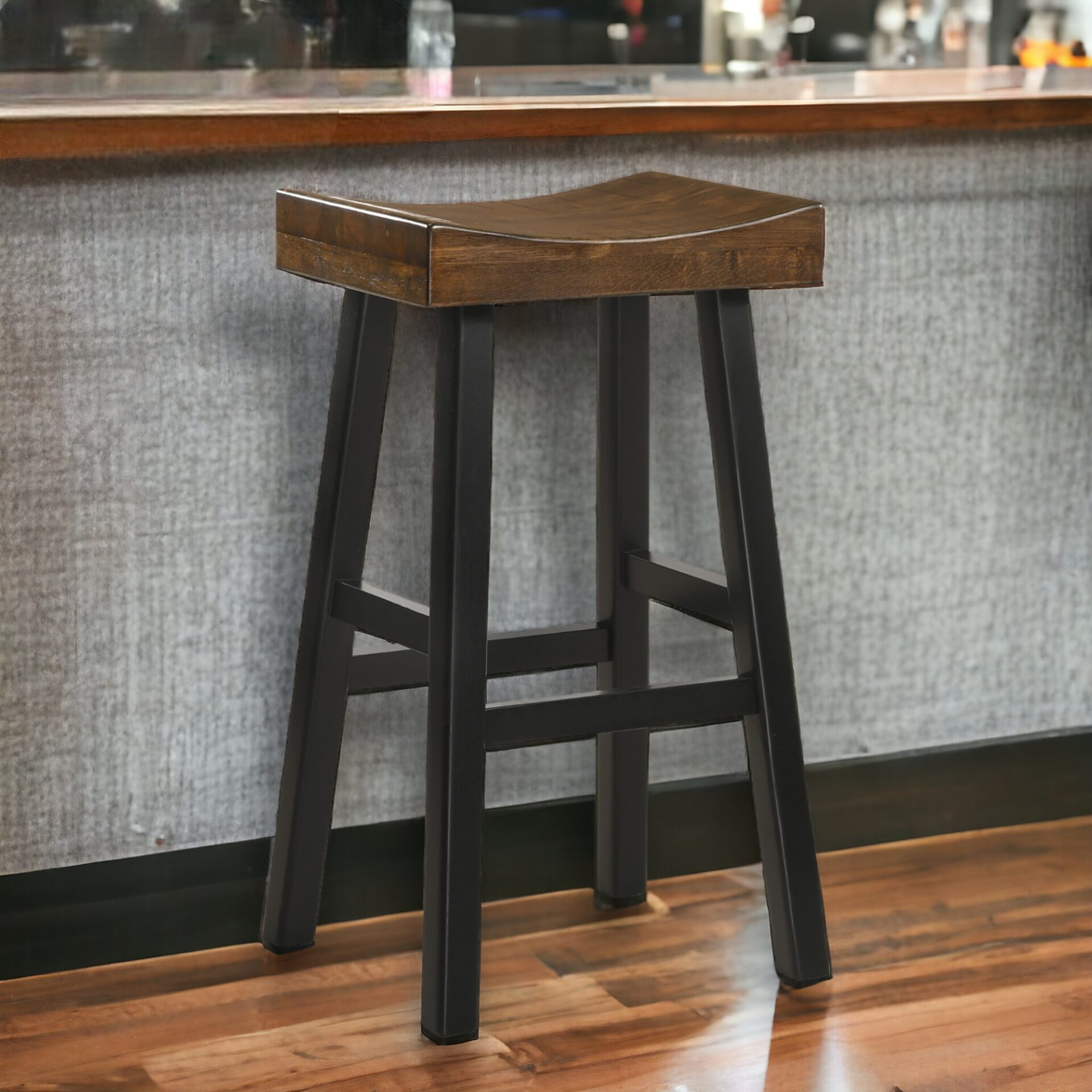 30 Inch Brown and Black Backless Bar Stool with Footrest 1 30 Inch Brown and Black Backless Bar Stool with Footrest
