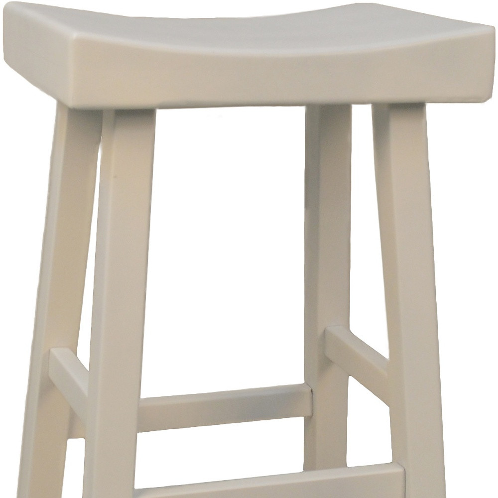 30 Inch White Backless Solid Wood Bar Stool 3 30 Inch White Backless Solid Wood Bar Stool - Image 3