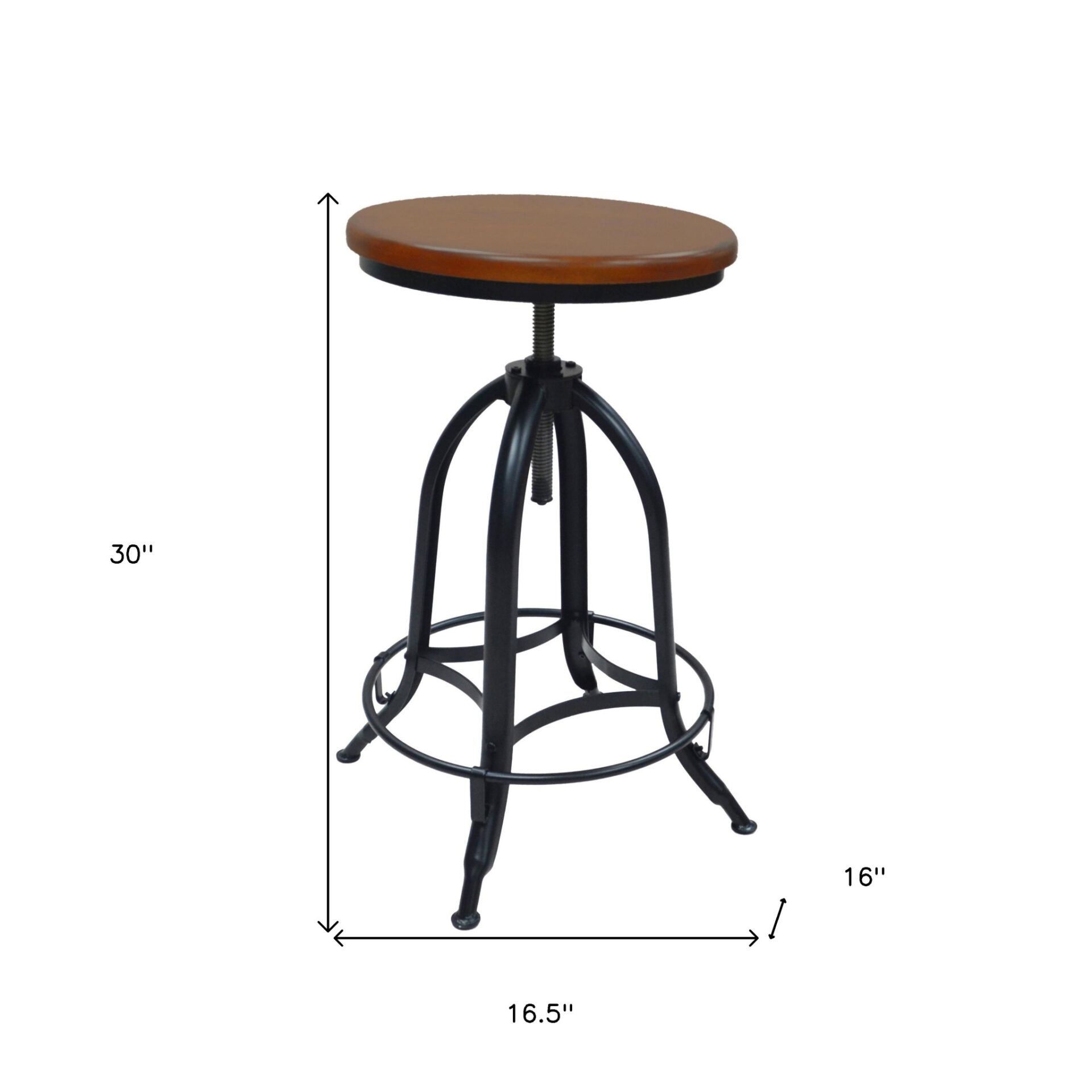 30 Inch Chestnut and Black Industrial Adjustable Swivel Bar Stool 5 30 Inch Chestnut and Black Industrial Adjustable Swivel Bar Stool - Image 5