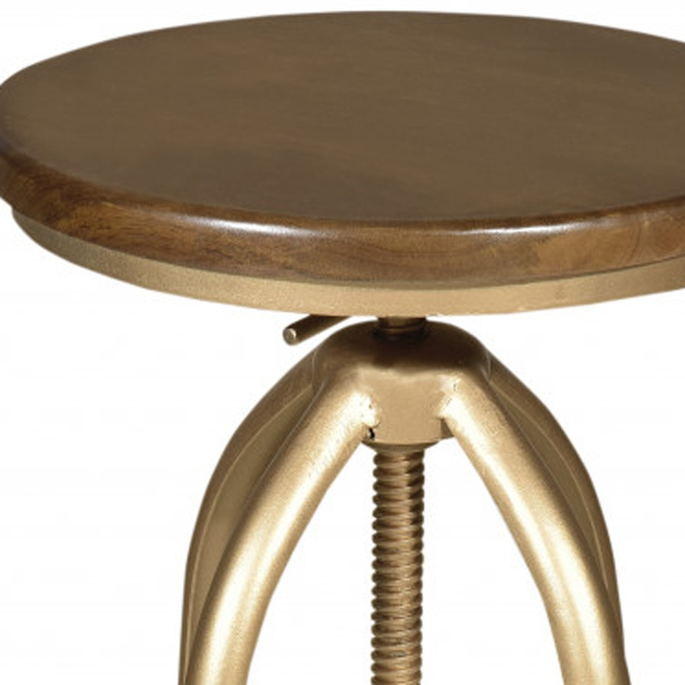 30 Inch Brown and Gold Adjustable Swivel Backless Bar Stool 3 30 Inch Brown and Gold Adjustable Swivel Backless Bar Stool - Image 3