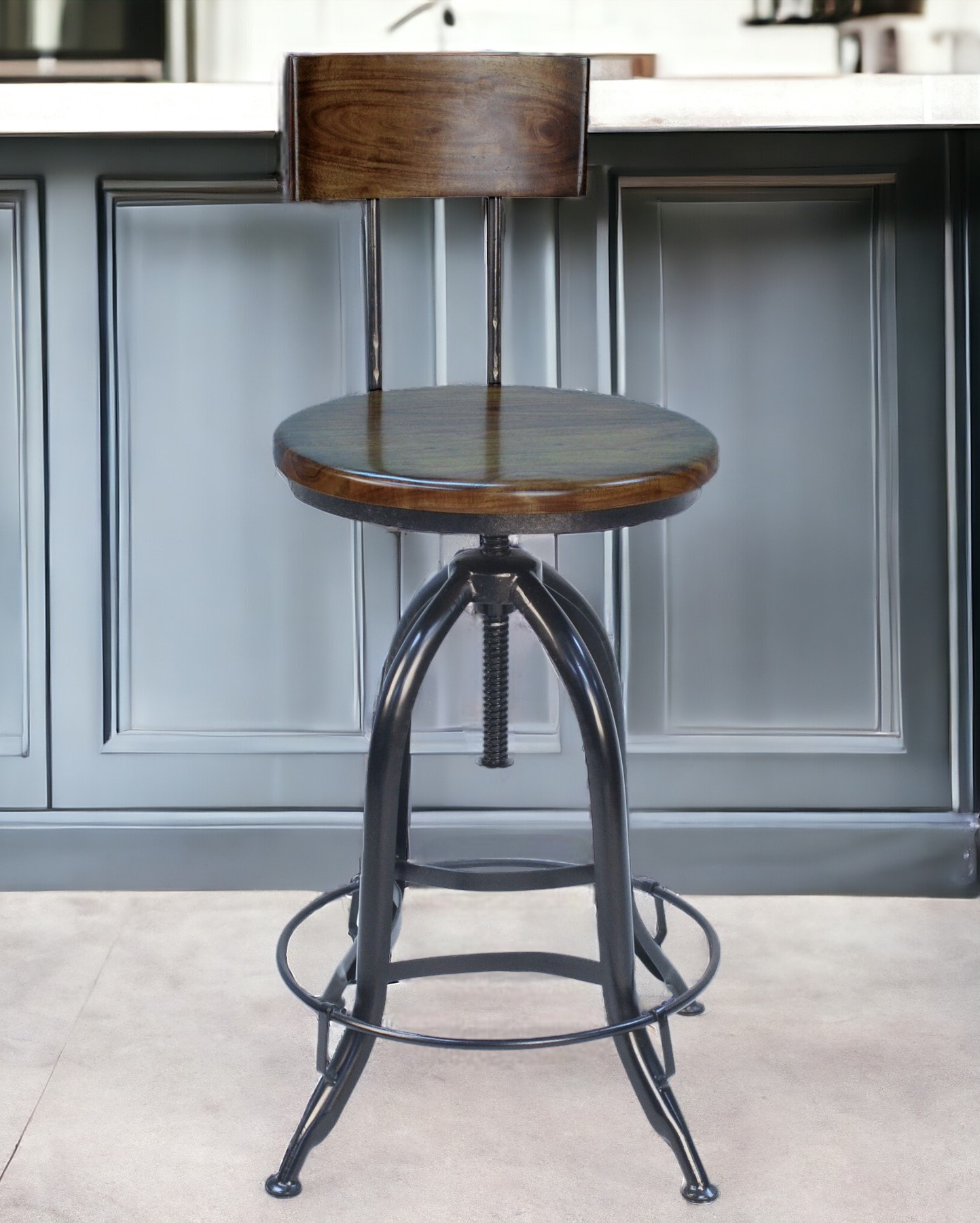 41 Inch Chestnut Black Adjustable Swivel Low Back Bar Stool 2 41 Inch Chestnut Black Adjustable Swivel Low Back Bar Stool - Image 2