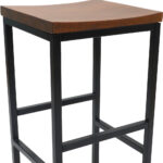 30 Inch Chestnut Swivel Backless Bar Height Stool With Footrest