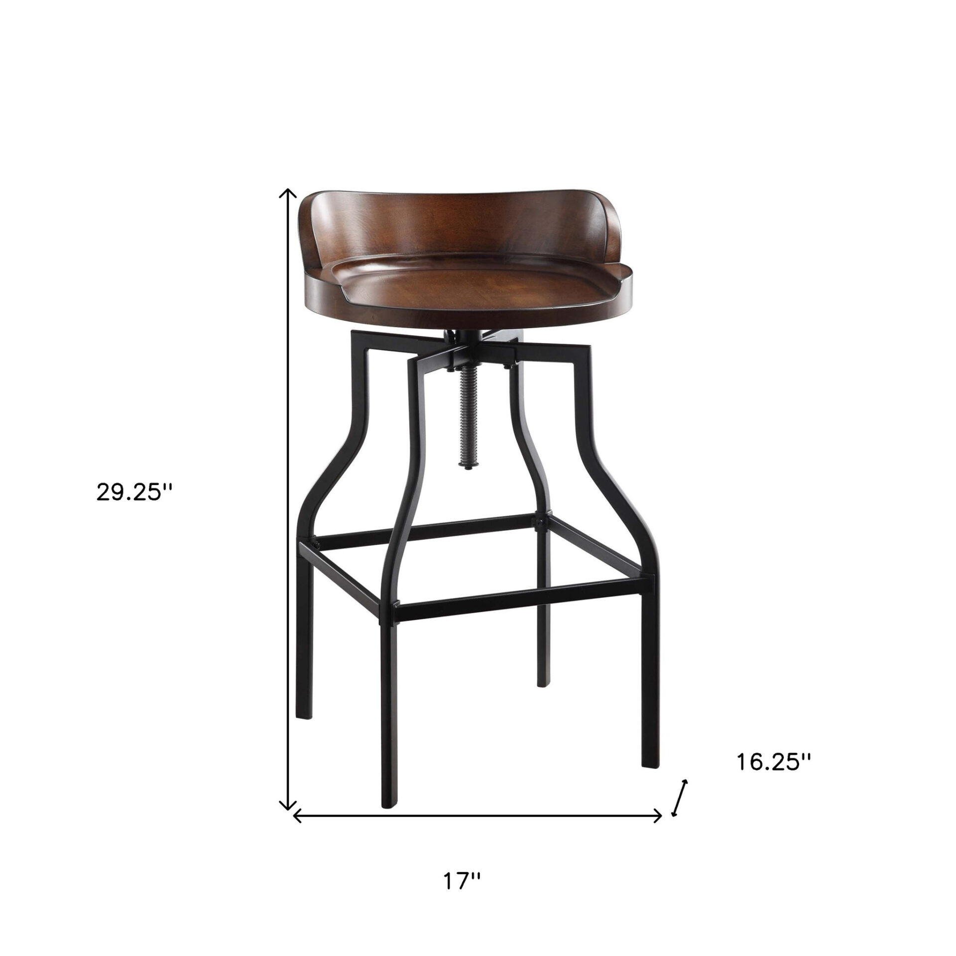 29 Inch Chestnut and Black Adjustable Swivel Backless Bar Stool 5 29 Inch Chestnut and Black Adjustable Swivel Backless Bar Stool - Image 5