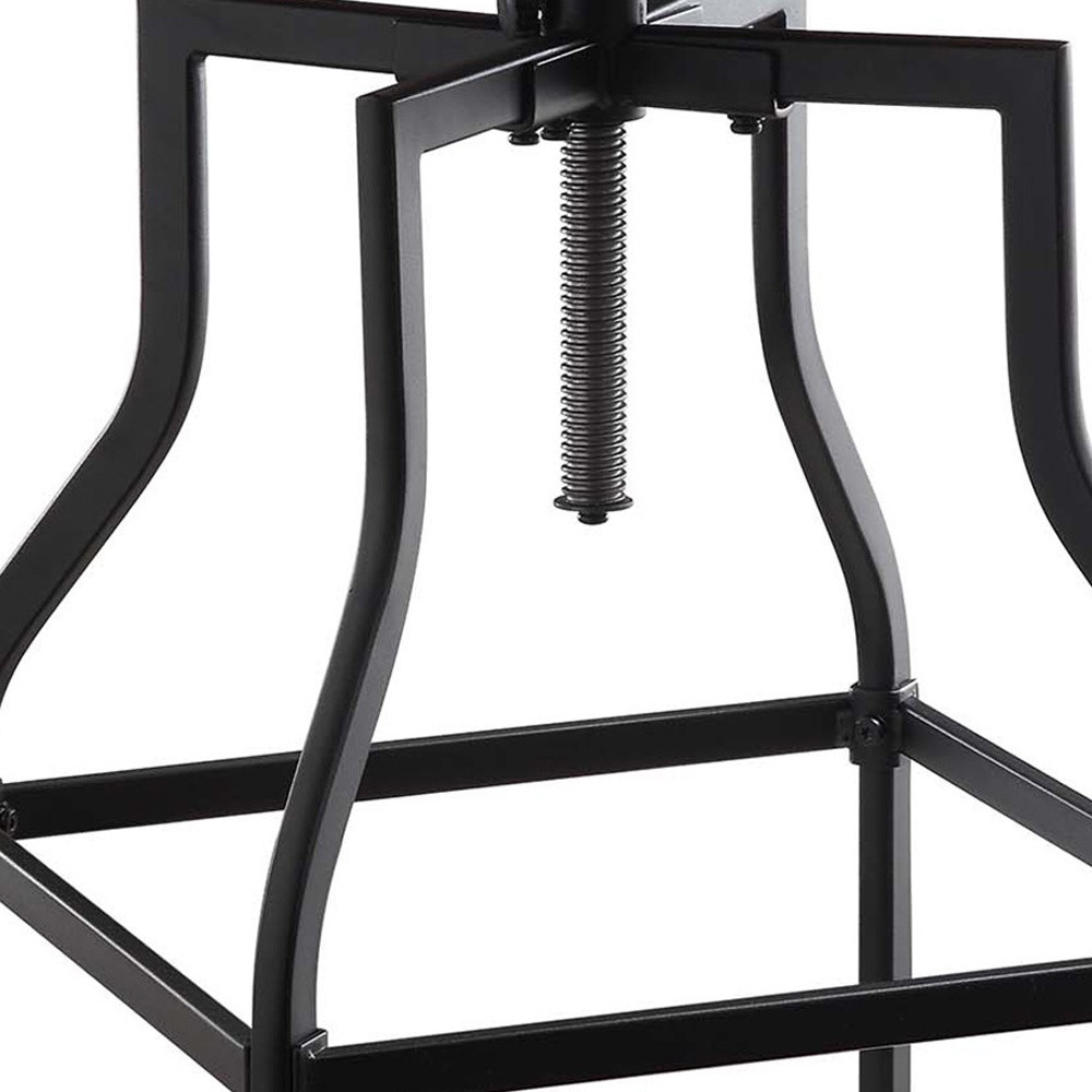 29 Inch Chestnut and Black Adjustable Swivel Backless Bar Stool 3 29 Inch Chestnut and Black Adjustable Swivel Backless Bar Stool - Image 3