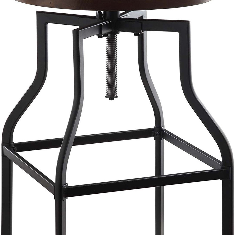 29 Inch Chestnut and Black Adjustable Swivel Backless Bar Stool 4 29 Inch Chestnut and Black Adjustable Swivel Backless Bar Stool - Image 4