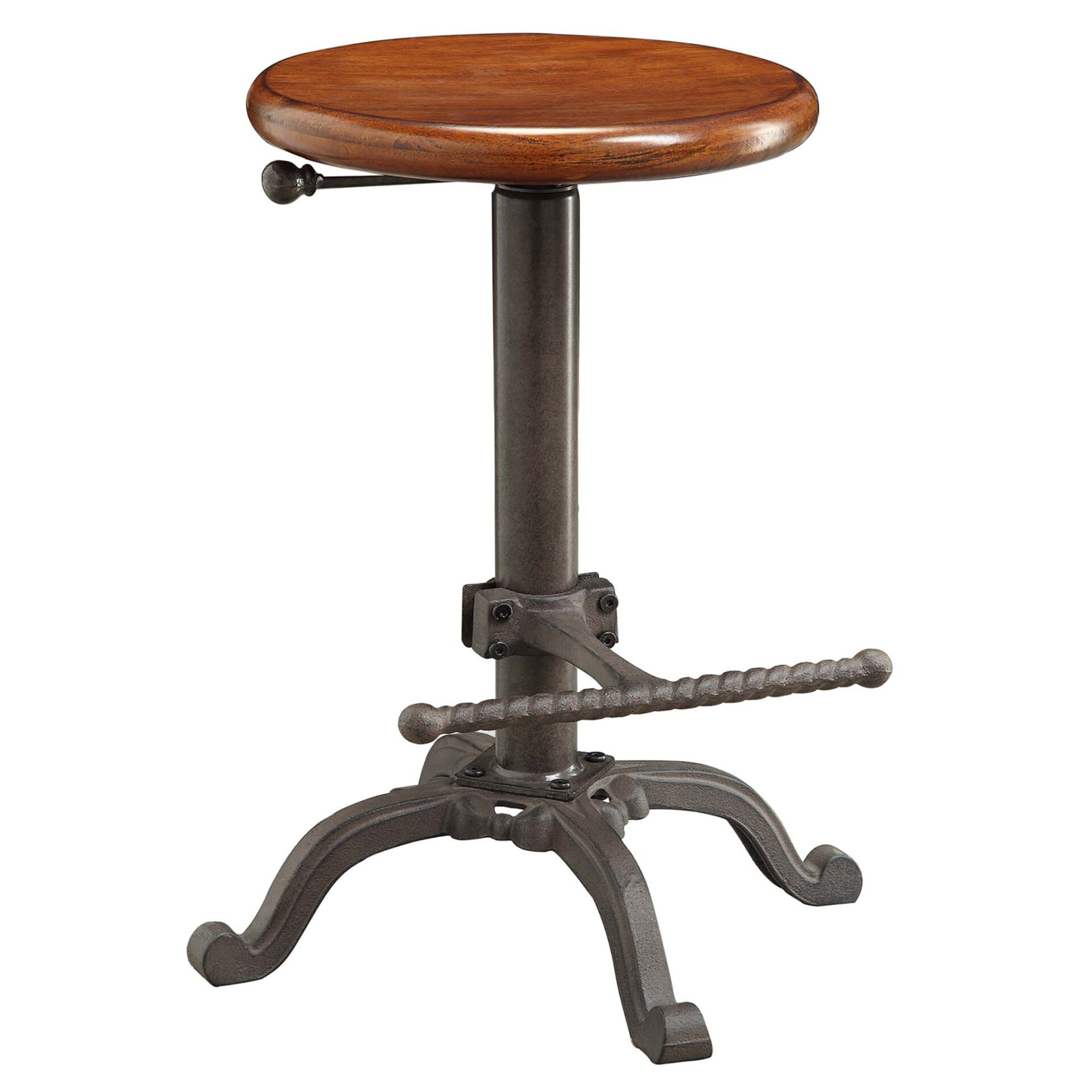 30 Inch Chestnut Gray Adjustable Swivel Backless Bar Stool 1 30 Inch Chestnut Gray Adjustable Swivel Backless Bar Stool