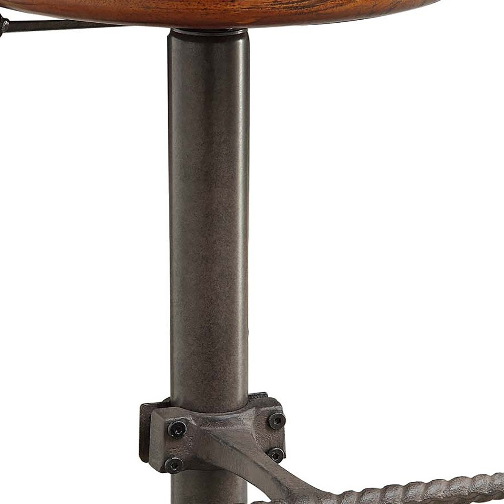 30 Inch Chestnut Gray Adjustable Swivel Backless Bar Stool 3 30 Inch Chestnut Gray Adjustable Swivel Backless Bar Stool - Image 3
