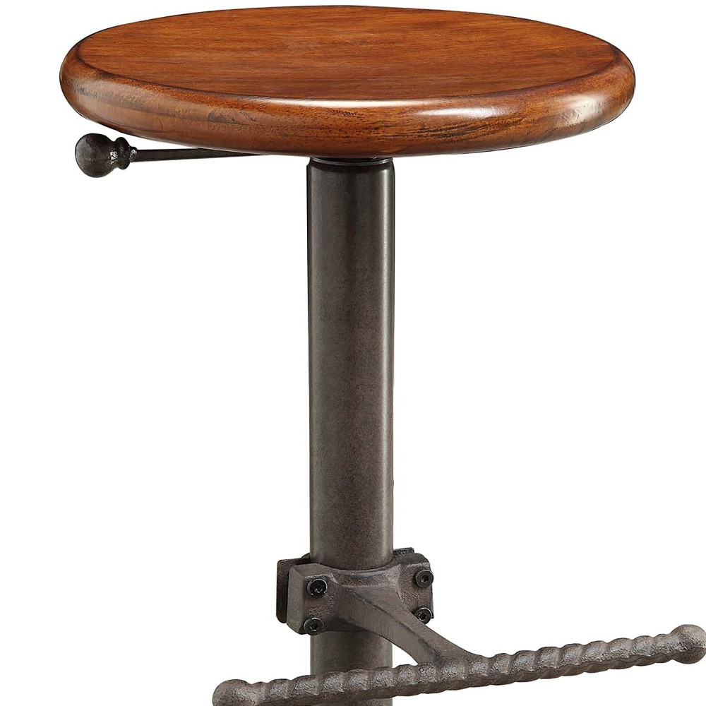 30 Inch Chestnut Gray Adjustable Swivel Backless Bar Stool 4 30 Inch Chestnut Gray Adjustable Swivel Backless Bar Stool - Image 4
