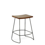 Contemporary 25 Inch Chestnut and Black Steel Backless Bar Stools (Set of 2)