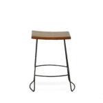 Contemporary 25 Inch Chestnut and Black Steel Backless Bar Stools (Set of 2)