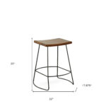 Contemporary 25 Inch Chestnut and Black Steel Backless Bar Stools (Set of 2)