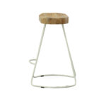 25 Inch Natural and White Steel Backless Counter Height Bar Stools (Set of 2)