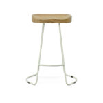 25 Inch Natural and White Steel Backless Counter Height Bar Stools (Set of 2)