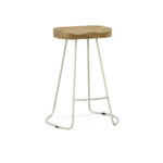 25 Inch Natural and White Steel Backless Counter Height Bar Stools (Set of 2)