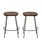 25 Inch Chestnut and Black Backless Bar Stools (Set of 2)