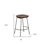 25 Inch Chestnut and Black Backless Bar Stools (Set of 2)