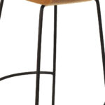 25 Inch Natural Wood and Black Steel Bar Stools (Set of 2)