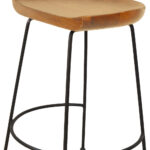 25 Inch Natural Wood and Black Steel Bar Stools (Set of 2)