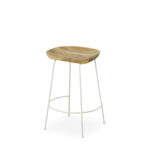 25 Inch Natural and White Steel Backless Bar Stools (Set of 2)