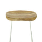 25 Inch Natural and White Steel Backless Bar Stools (Set of 2)