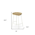 25 Inch Natural and White Steel Backless Bar Stools (Set of 2)
