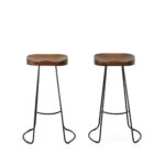 31 Inch Chestnut Steel Backless Bar Stools with Footrest (Set of 2)