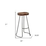 31 Inch Chestnut Steel Backless Bar Stools with Footrest (Set of 2)