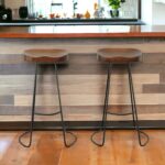 31 Inch Chestnut Steel Backless Bar Stools with Footrest (Set of 2)