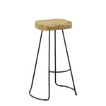 31 Inch Natural Black Steel Backless Bar Stools (Set of 2)