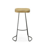 31 Inch Natural Black Steel Backless Bar Stools (Set of 2)