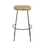 31 Inch Natural Black Steel Backless Bar Stools (Set of 2)