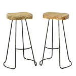 31 Inch Natural Black Steel Backless Bar Stools (Set of 2)